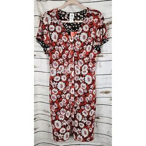 CAbi Gemini Mesh Reversible Floral Shirt Dress M NEW #6577 Womens Red
